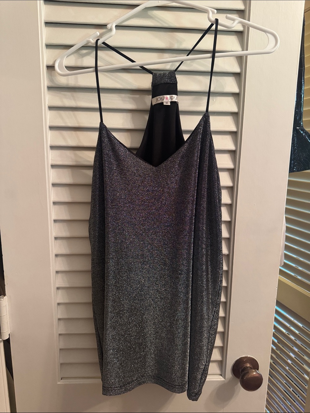 Joy Joy Metallic Charcoal Silver Shimmer Slip Tunic